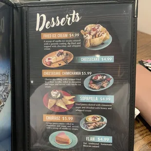 Drink (desserts) menu