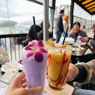 ube colada and 7mile mango margarita