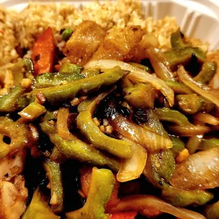 Bittermelon fish over fried rice