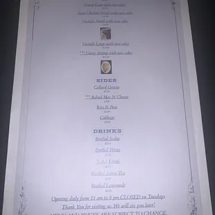menu