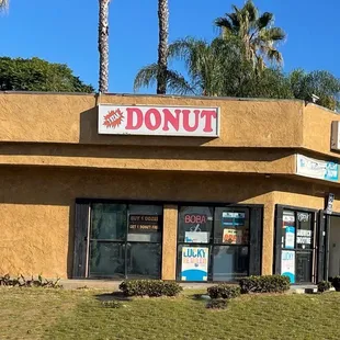 the outside of a donut shop