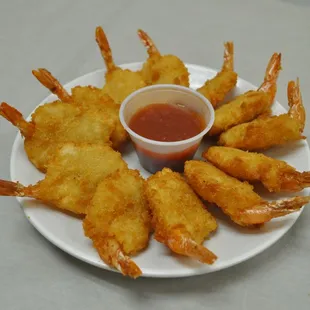 a plate of deep fried shrimp