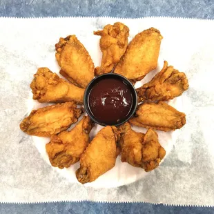 fried chicken wings with ketchup