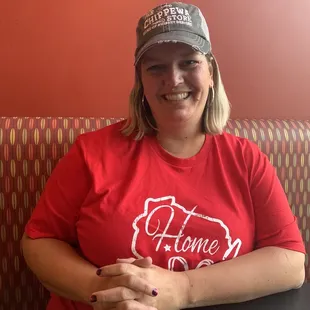 My happy wife after eating tonight