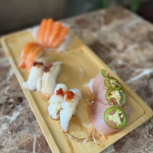 Squid Nigiri and Pepper Fin