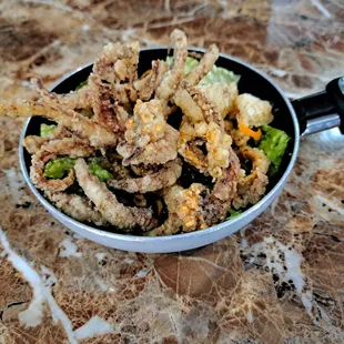 Ika Gesso or Ika Geso are deep fried squid legs.