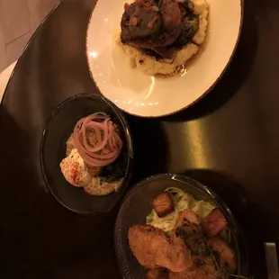 Country Fried Steak, Buttermilk Fried Aryshire Farm Chicken and Cider Braised Pork Osso Buco