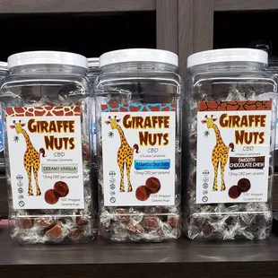 Giraffe Nuts are in stock now! 15mg CBD in each caramel candy!