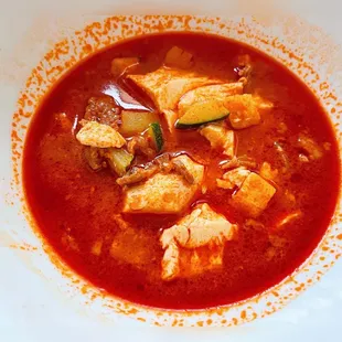 Takeout: my bowl of soft tofu soup with beef