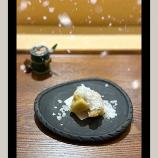 Belt fish fritters with snow salt.