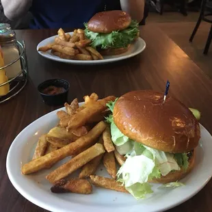 Shroomp and Swiss burger and zinger burger