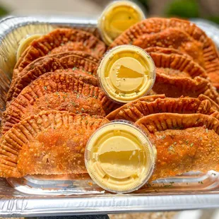 a tray of baked pastries