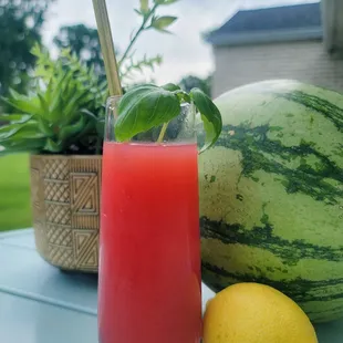 a watermelon and a lemon