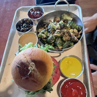 Burger with brussels sprouts