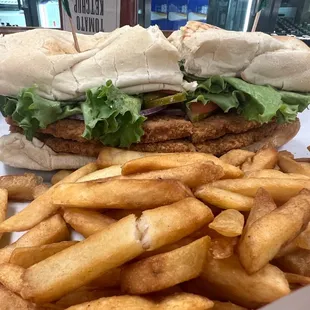 Breaded pork tenderloin sandwich