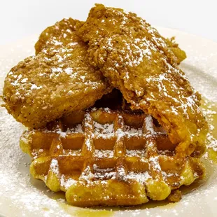 a plate of waffles
