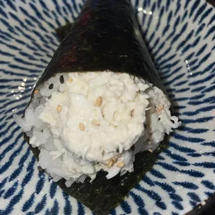 Blue crab hand roll with truffle oil - this is a must order!