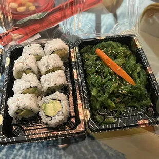 Avocado Cut Roll and Seaweed Salad