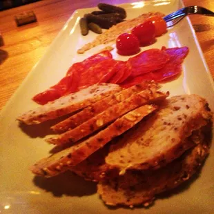 Charcuterie plate! I chose one and it was the Chorizo Cantimpalo! Great value as well!