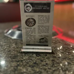 Some dessert menu they have :)