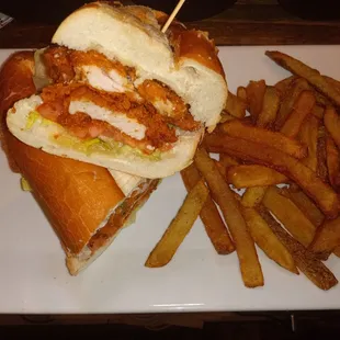 Buttermilk chicken sandwich with fries