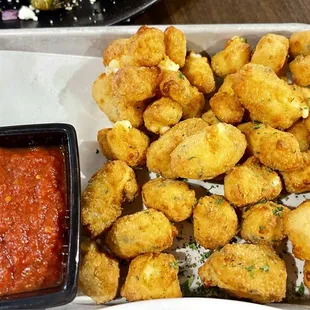 Fried cheese curds. Yum!