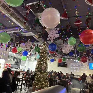 a christmas tree and decorations