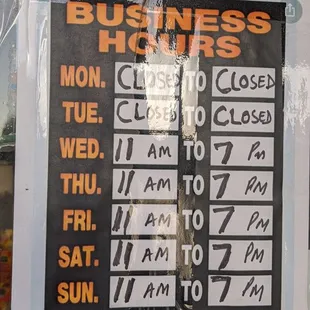 NEW HOURS