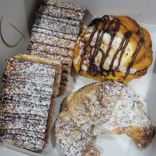 Napoleon, almond croissant, chocolate cheese danish