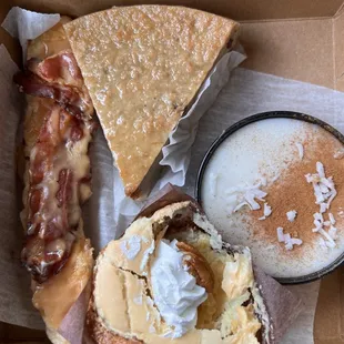 Queso and back, carrot cake, coconut custard