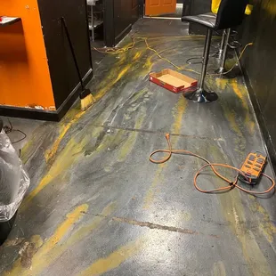 Extension cords all over the floor