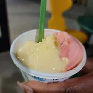 Mango peach and watermelon.
