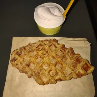 Billberry Cheesecake and Cinnamon Sugar Waffle