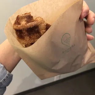 Cinnamon croffle (croissant waffle), super good! Tastes like a churro
