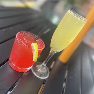 Strawberry margarita and pineapple mimosa