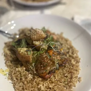 Salmon over rice w/ vegetables