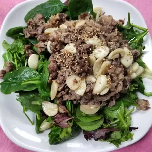 salad with slice short plate and stir-fry garlic