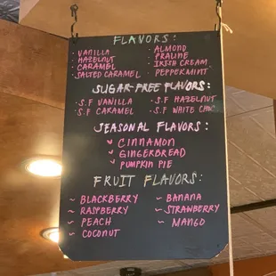 Flavor menu