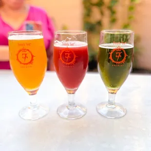 three glasses of beer