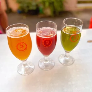 three glasses of beer