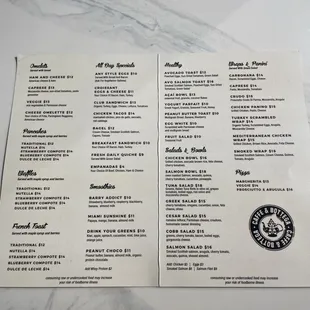 Food menu