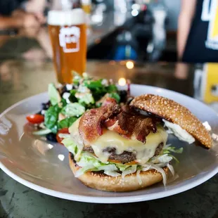 The Brewstro Burger with a Brewstro Salad