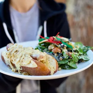 8 Bit Street Dog with a side Southwestern Salad