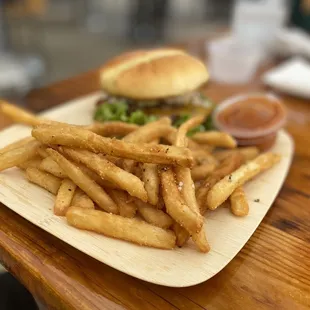 Smash burger with fries