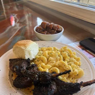Candied Yams (mmmmMMMMGOOD) Mac n cheese &amp; Lamb chops