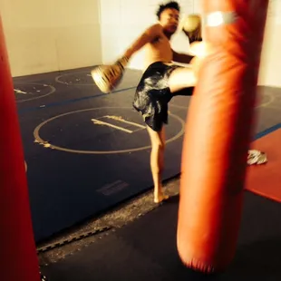 Alec working the bag