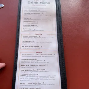 Drink menu