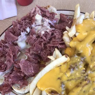 Corned Beef Sub and Chili Cheese Fries