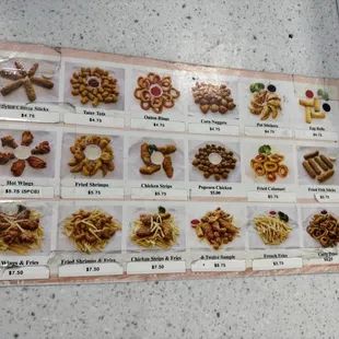 Snack Menu as of 2/2/25