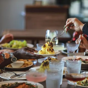 a group of people sharing a meal